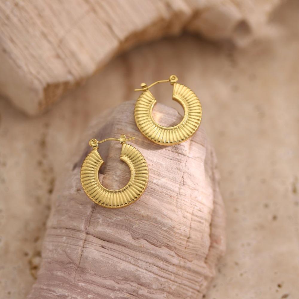 Geometric Irregular Hammered Stainless Steel Stud Earrings for Women Fashion Jewelry