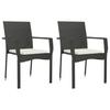 Garden Chairs with Cushions 2 pcs Poly Rattan Black