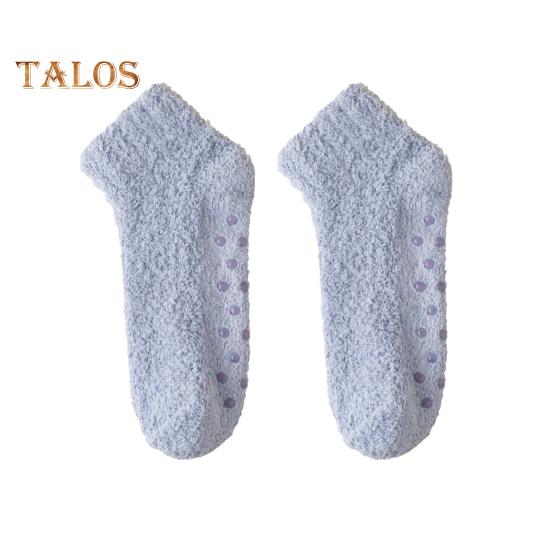 

1 пара женских носков, утолщенные, эластичные, противоскользящие, с противоскользящей нижней частью, однотонные носки-тапочки, теплые, мягкие, не впитывающие пот, женские зимние носки синий