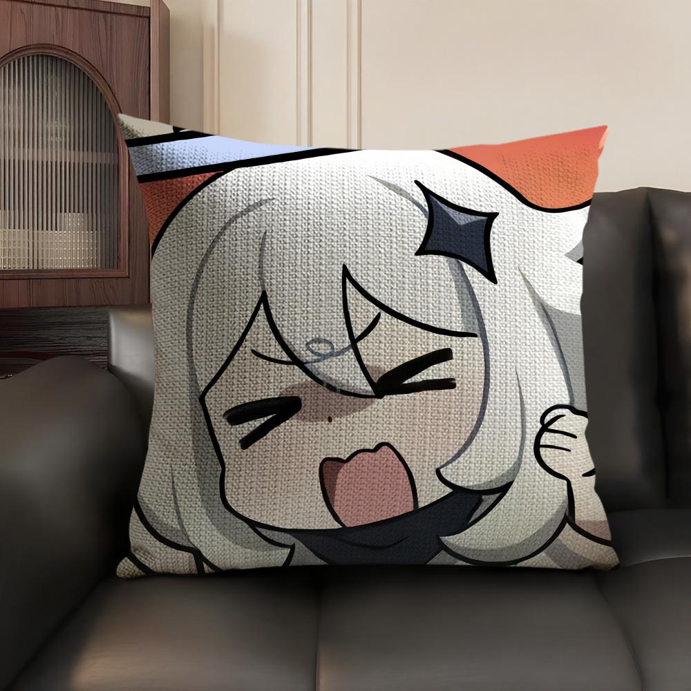 Paimon Cute Cute Genshin Impact Cushion Cover Natural Linen Organic Fabric DoubleSided Printing Sofa Home Decor Pillow Case