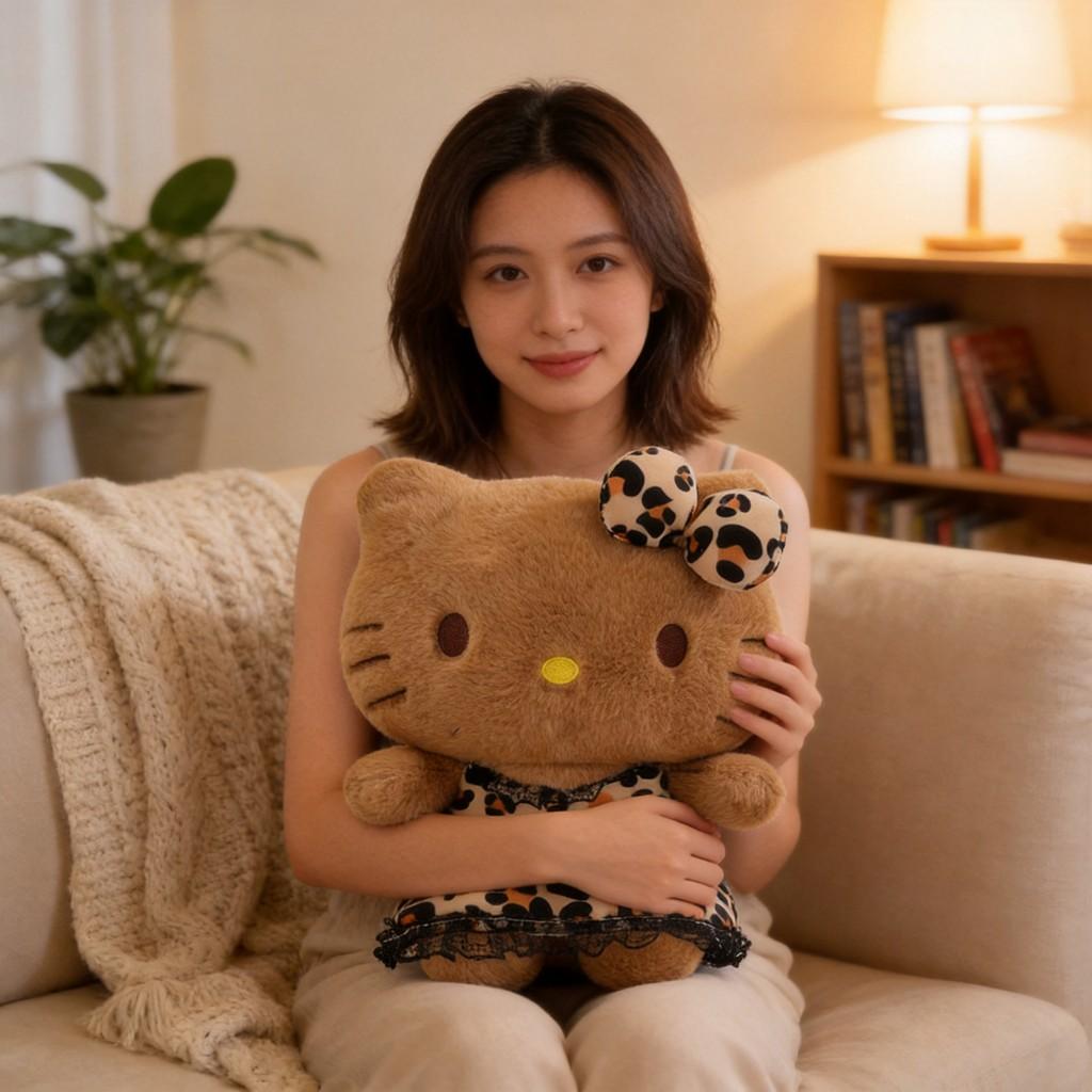 Vestito con Stampa Leopardo Peluche Hello Kitty Con Imbottitura in Cotone PP Per Regalo Bambini e Collezionisti