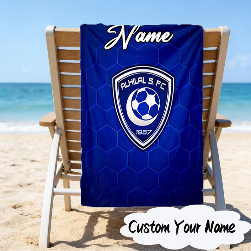 Custom Name SF Hilal Emblem Microfiber Beach Towel Super Soft & Absorbent for Bath, Beach, Travel Bath Time Accessory, Fan Gifts
