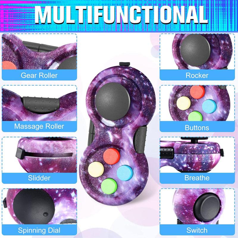 Fidget Controller Button Clicker Anxiety Add Adhd Ocd Stress Reliever Toys Adults Kids Improve Focus Pass Time Gadgets
