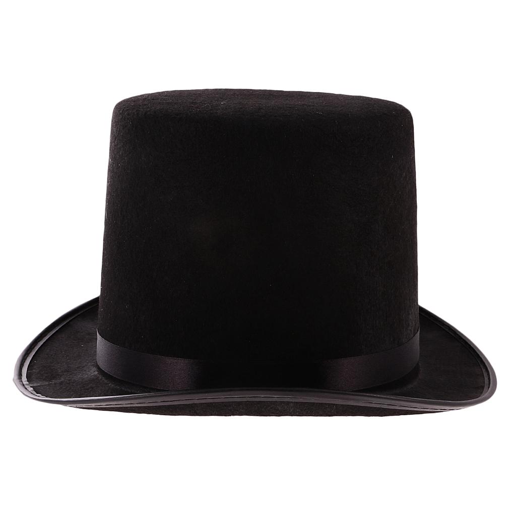 Black Magician Jazz Hat Classic Top Hat Polyester Felt Unisex Fedora Party Hat for Stage Performance