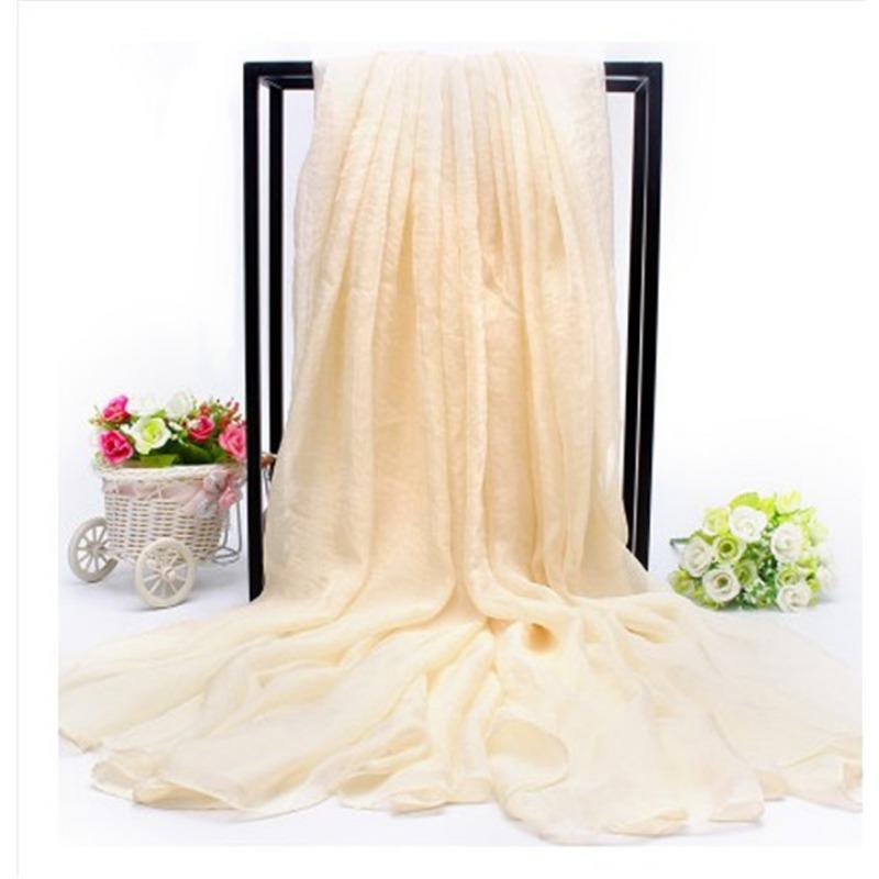 Extra Large Imitation Silk Scarf Solid Color Silk Scarf Seaside Beach Towel Long Spring and Autumn Women's Gauze Scarf Chiffon Scarf Women