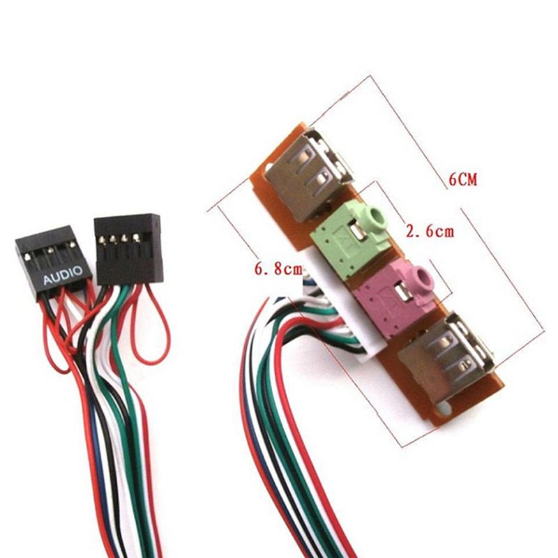 2 USB-PC-Computergehäuse 6,8 cm Frontpanel USB-Audioanschluss Mikrofon Kopfhörerkabel
