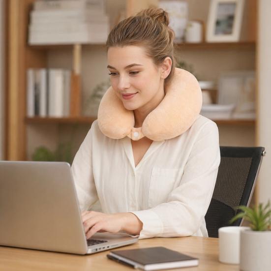 U Shaped Neck Pillow, Solid Color Travel Pillow, Breathable Neck Support Pillow, Portable Headrest for Travel Office Home Planes Trains Self-Driving