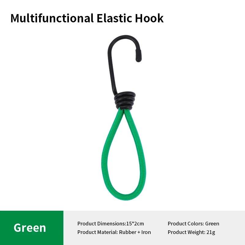 Outdoor Multifunctional Mini Rope Hook Elastic Rope Luggage Rope Mini Hook Fixed Elastic Band Small Strap зелёный