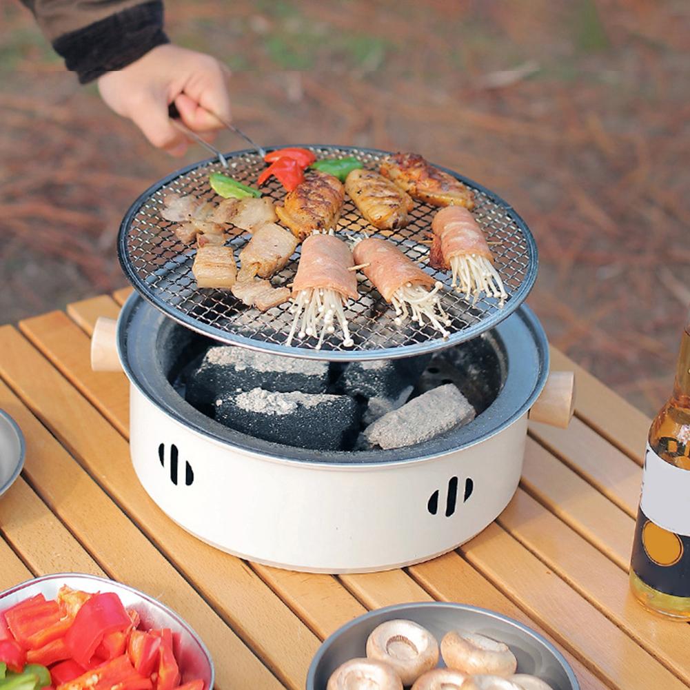 Charcoal Barbecue Grill Portable Barbecue Grill Pan with Grill Net Compact Tabletop BBQ Grill Multifunction for Camping Picnic