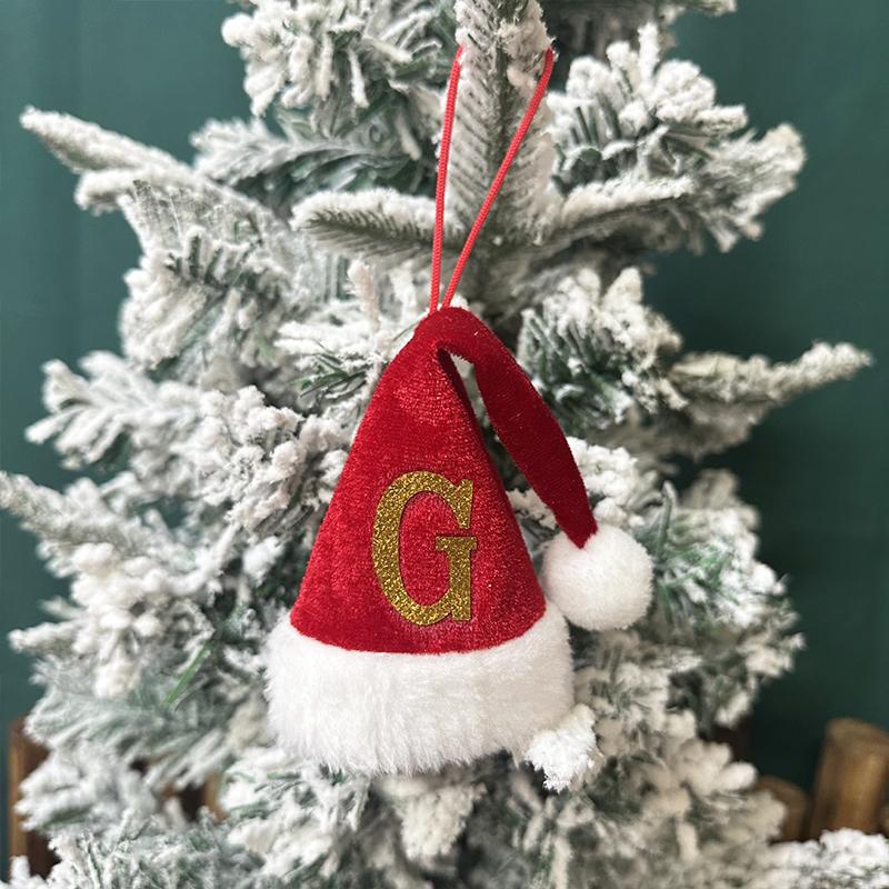 Mini Letter Christmas Hat Christmas Tree Pendant Decorations Hanging Ornament Cute Plush Velet Santa's Hat Christmas Home Decor