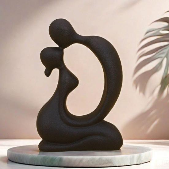 Kissing Couple Statue, Modern Abstract Lover Figurine, Resin Romantic Couple Sculpture for Home, Office, Desktop, Bookshelf, Wedding Decor