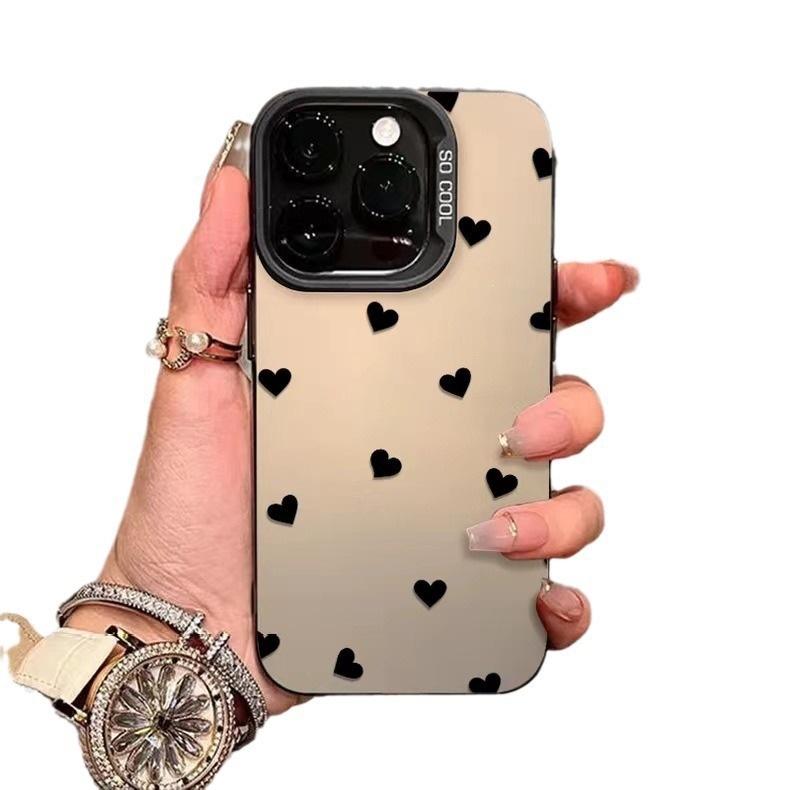 Simple love is suitable for iPhone16promax Apple mobile phone case 14plus small fresh 13pro colored silver 15.
