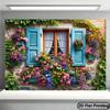2D Blumenfenster Kulisse, Rustikales Steinhaus mit Weinranken Fotografie Hintergrund für Alle Anlässe