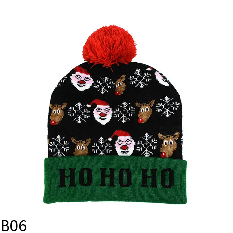 Christmas Themed Light Up Beanie with LED Lights Xmas Gift for Kids Adult