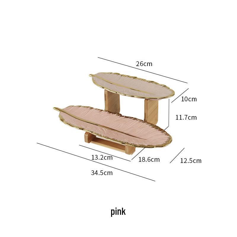 Two-Tier Ceramic Bamboo Serving Platter