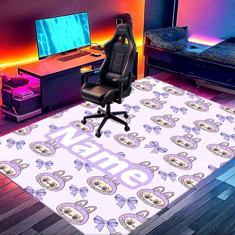 Custom Name Personalized Labubu Print Carpet, Versatile Home Decor Rug, for Playroom, Apartment, Balcony, Entryway, Hallway Gift