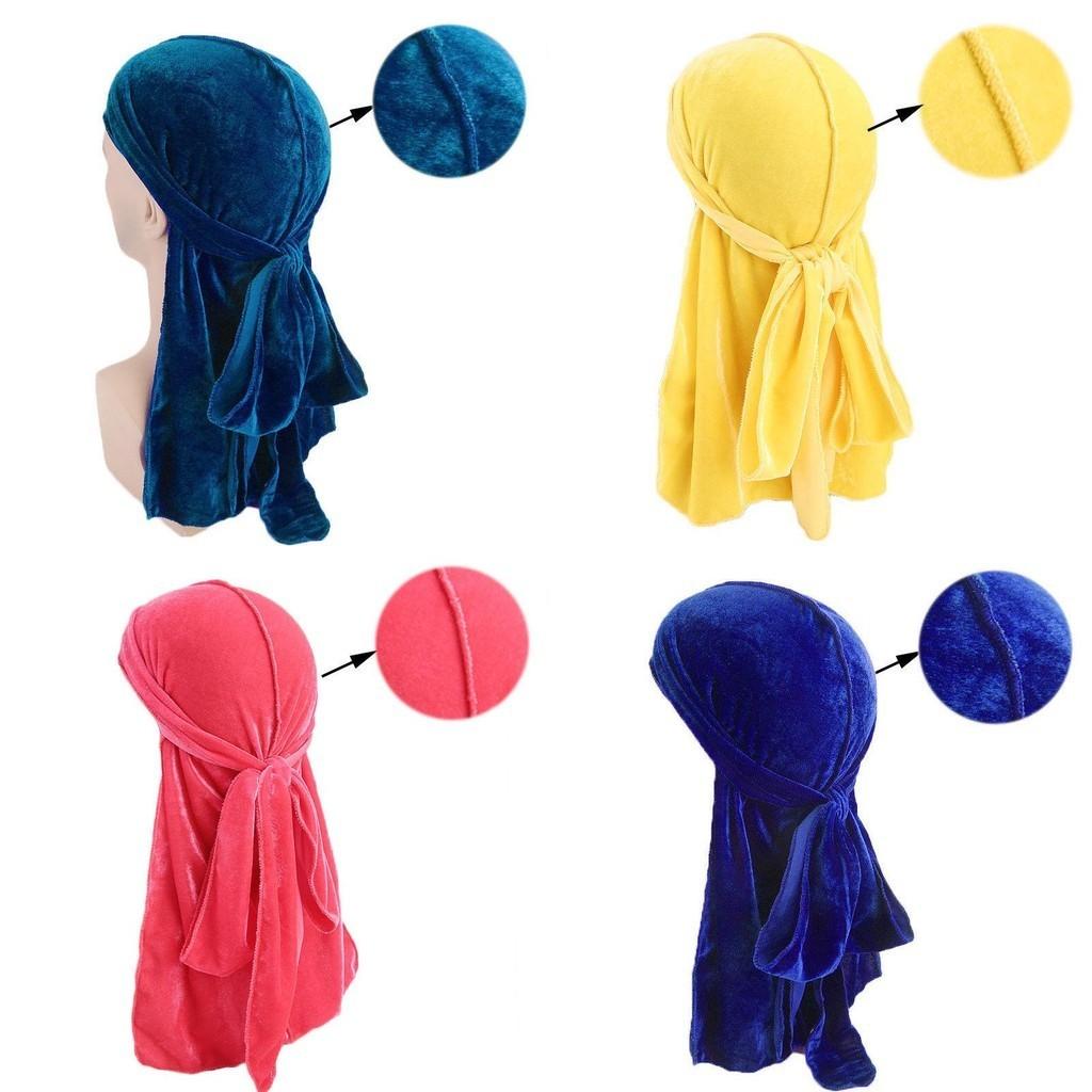 Klasická a univerzální sametová Doo Durag pokrývka hlavy pro muže a ženy