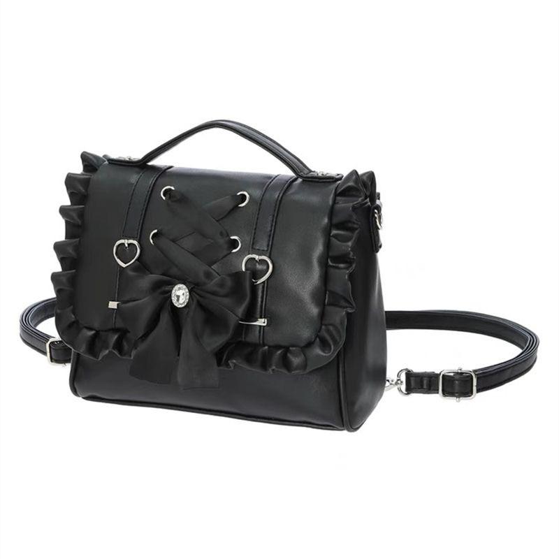Sweet Bow Pink Mochila Women Fairyocre Aesthetic Handle Leather Crossbody Bags Ladies Lolita Large Capacity Square Mochilas 2025