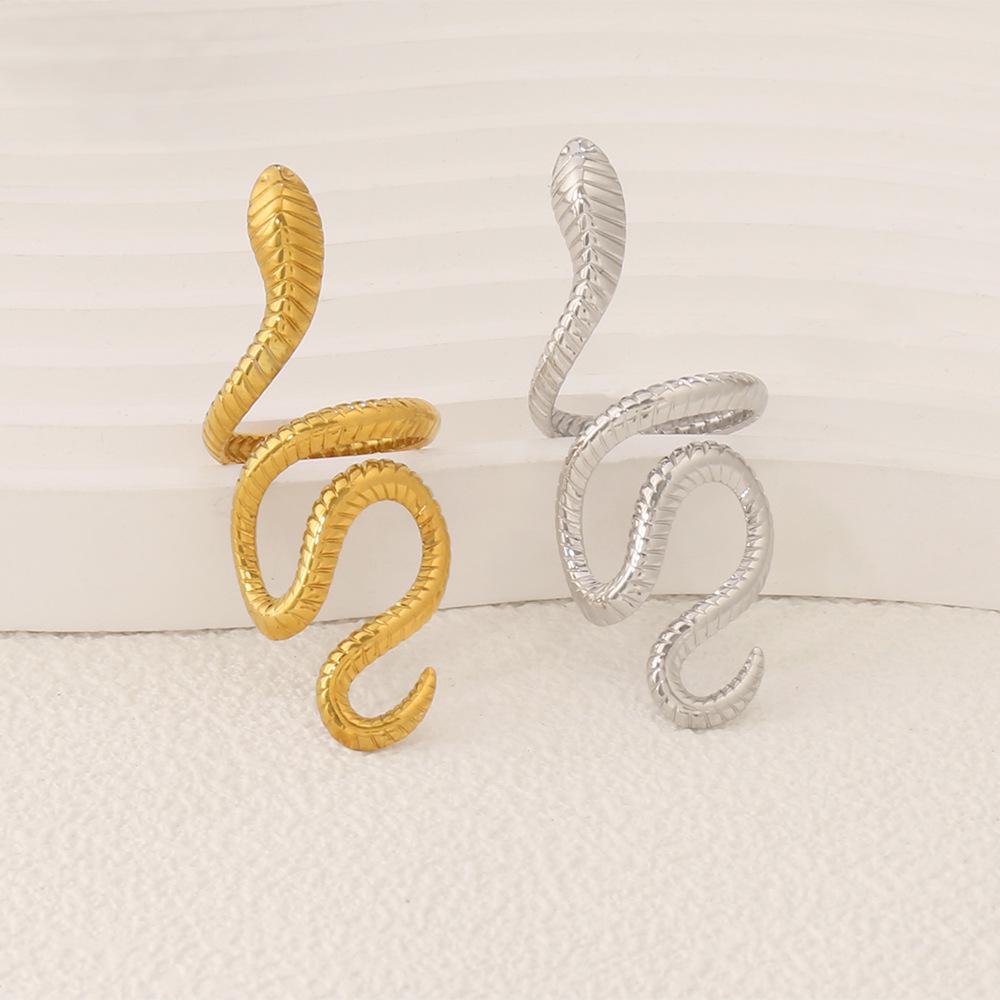 Exaggerated Snake Shape 18K Gold Plated Open Ring - Women's Jewelry