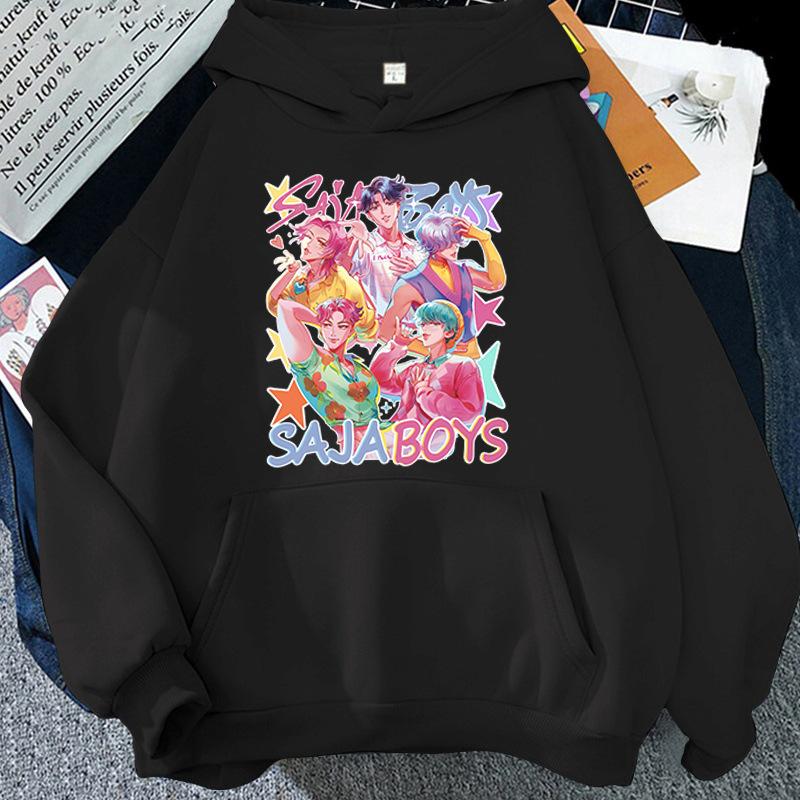 Cartoon Kpop Demon Hunter Printed Hoodie Women Men Hooded Pullover Hip Hop Y2k Fall Winter Long Sleeves Fleece Soft Streetwear