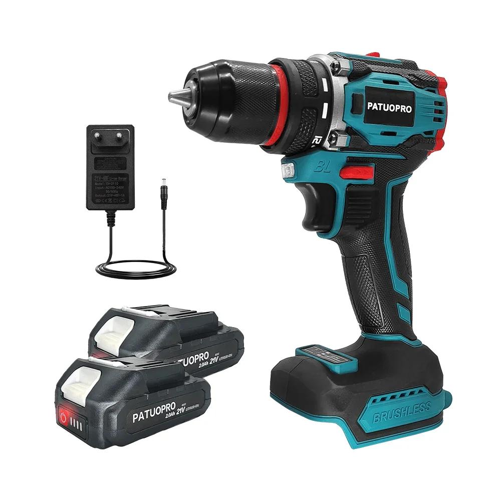 10mm Metal Chuck Brushless Electric Drill 2-Speed Cordless Compact Drill Screwdriver Power Tools For Makita 18V Battery