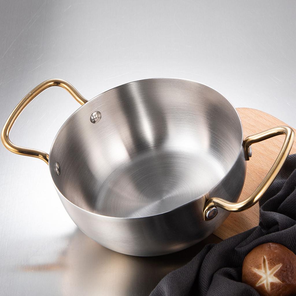 Korea Ramen Pot Stainless Steel Double Handle Fast Heating Ramen Noodle Cooking Pot for Induction Cooker