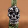 Doppio serpente testa di teschio coltello in ottone perlina EDC all'aperto fai da te accessori in paracord cordino intrecciato gioielli ciondolo braccialetto punk ciondoli