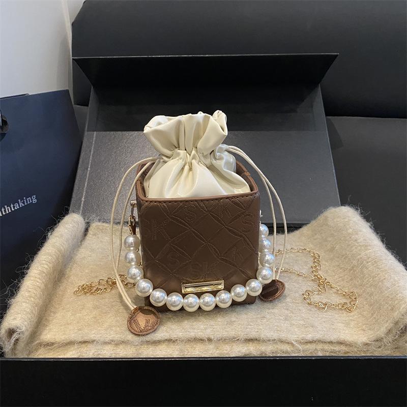 High-end Style Bucket Bag, Casual And Simple Cross-body Small Bag, Pearl Handbag