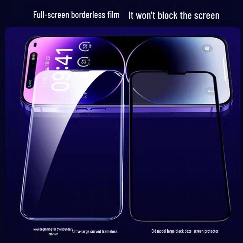 iPhone 17/16 Pro Max Frameless Tempered Glass Protector - Clear, Large Arc Design, Compatible with 13/14 Models