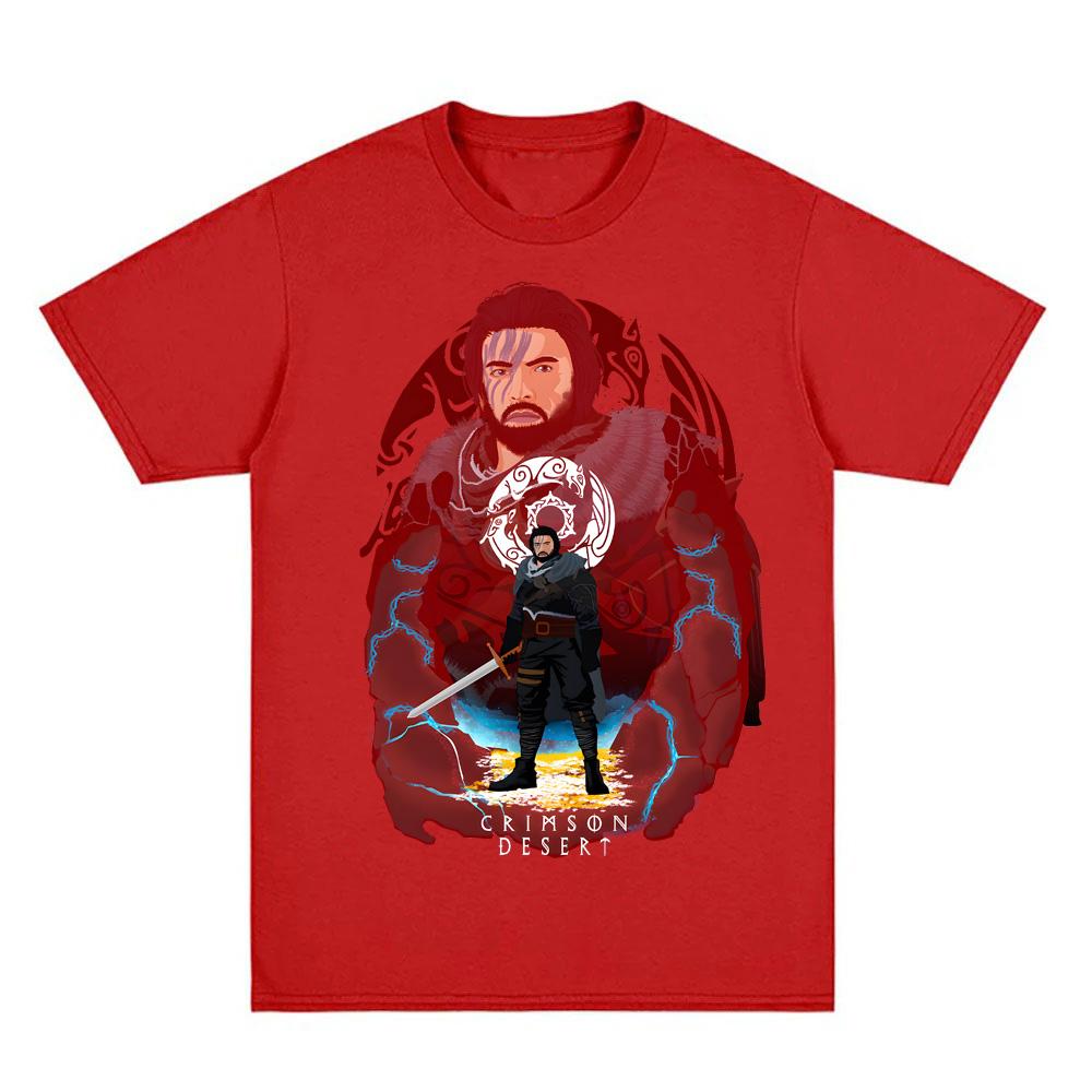 

Crimson Desert T-Shirt High Quality Action-adventure video games Graphic Printing Tees Summer 100%cotton Clothes Fashion summer Tops Anime T-shirt XS красный