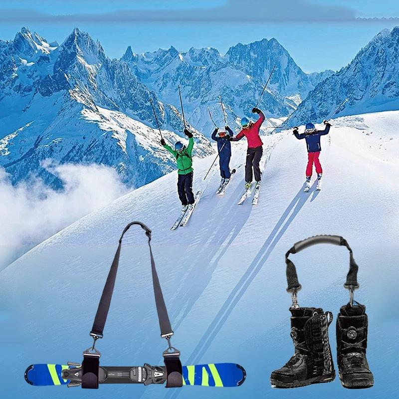 Ski Pole Carrier Strap Ski Shoe Straps Fixing Belt Durable Snowboard Shoulder Strap for Winter Outdoor Sports Ski Accessories