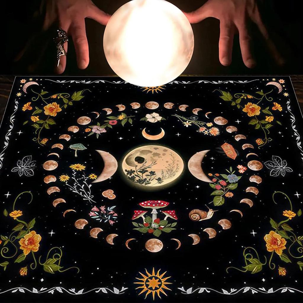 Tarotkartentuch Tarot-Lesetuch Mondblumen-Altar-Kartentisch Tuch für Hexerei Astrologie Tischdecke Unterlage Divinationszubehör