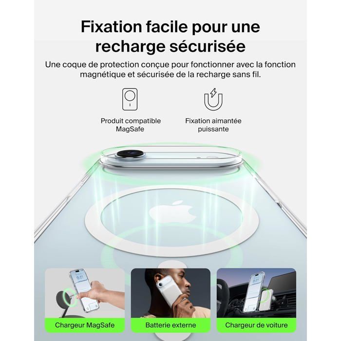 Belkin Coque iPhone Air MagSafe - Transparente, Antimicrobienne, Antirayure, Anti-Impacts, Design Fin et Magnétique