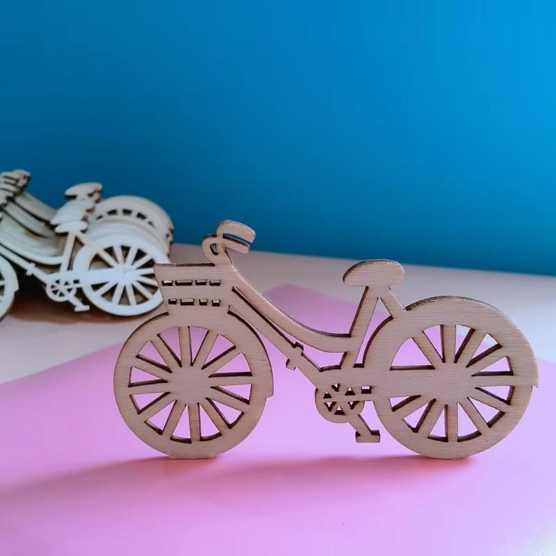 DIY Wooden Mixed Bicycle Shape Garniture Handmade Crafts Slices Home Decoration Accessories Scrapbooks Painting