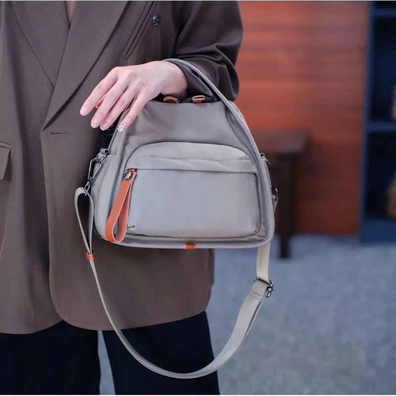 Shopping Mall Imported Nylon Cloth Portable Messenger Bag Women 2025 New Fashion Lightweight Shoulder Tote Bag Commuter Backpack Apricot Grey Satchel Crossbody
