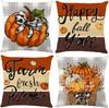 Fall Pillow Covers 4PCS Thanksgiving Pumpkin Buffalo Bowknot Autumn Cushion Cases for Farmhouse Sofa Couch Outdoor Home Decor
