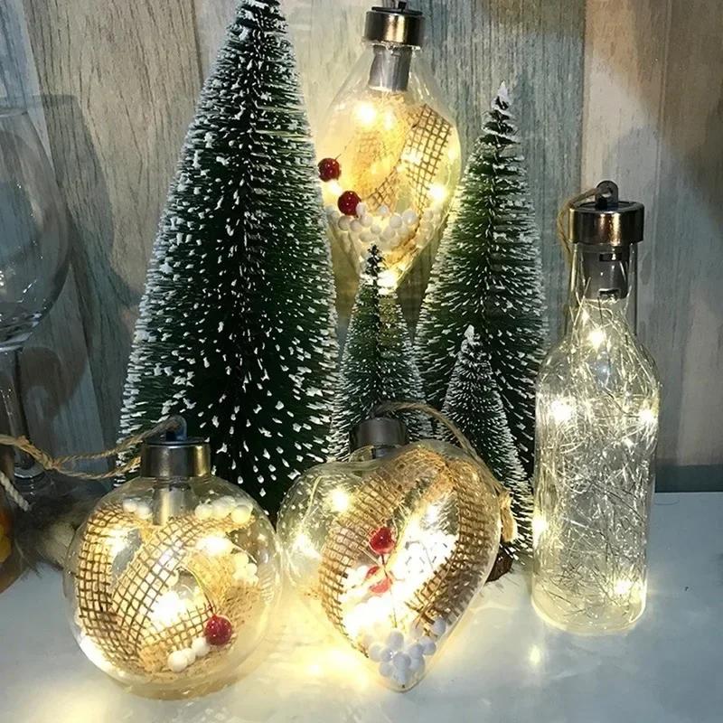 Christmas Tree Ball Luminous Plastic Bulb Shape Light Party Home Decor Wall Hanging Ornament Night Lamp Decoration