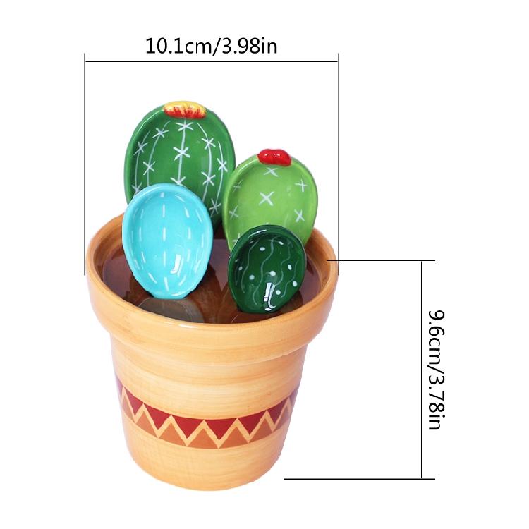 Cactusvormige Soeplepel Keramische Bloempot Maatlepel met Voet Keuken Meetinstrumenten Gemakkelijk Schoon te Maken