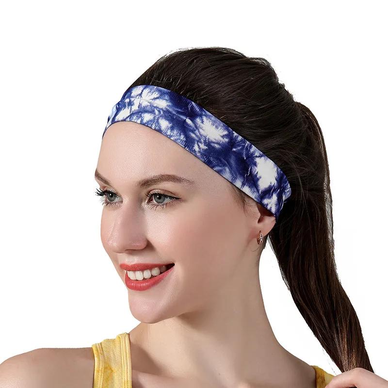

Спортивная повязка на голову с узором «тай-дай», повязка на голову из высокоэластичного силикона, нескользящая, для занятий спортом, бега, йоги, мужчин, женщин, футбола, тенниса, повязка на голову тёмно-синий