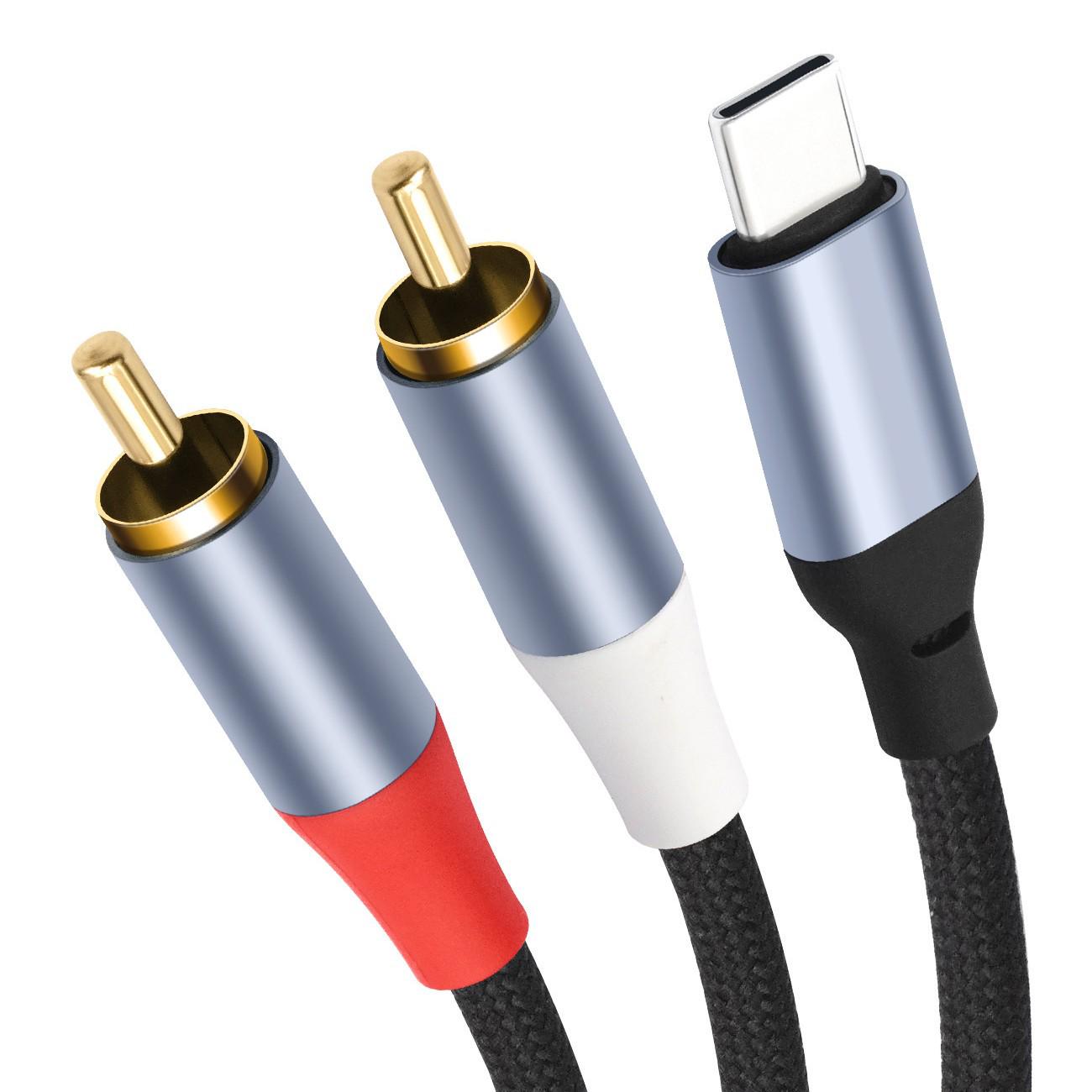 

Високоякісний аудіокабель USB-C до подвійного RCA з декодуванням 24 біт/96 кГц 1m чорний колір сірий