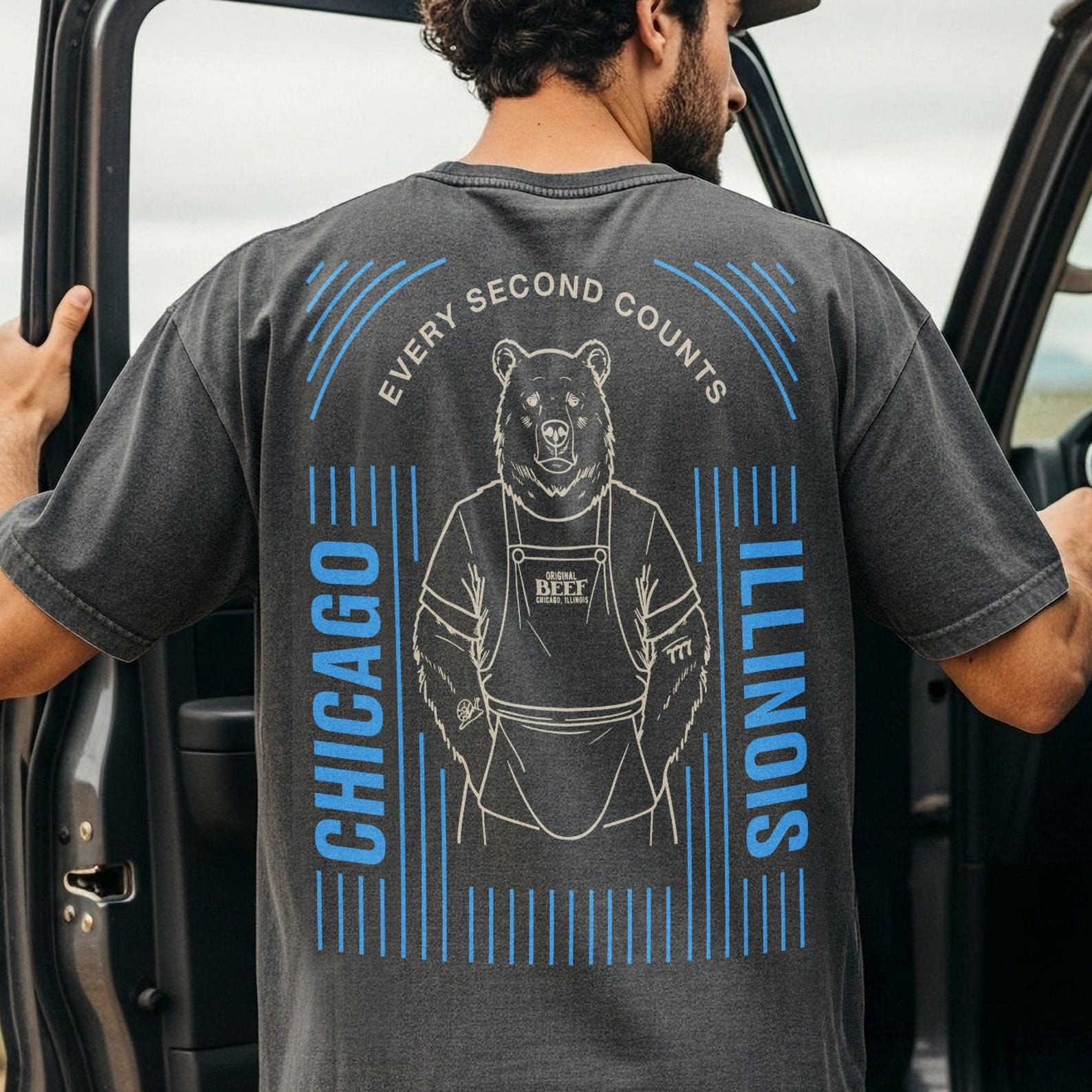 Original Beef Chicago T-Shirt: Retro Restaurant Bear Graphic Tee M