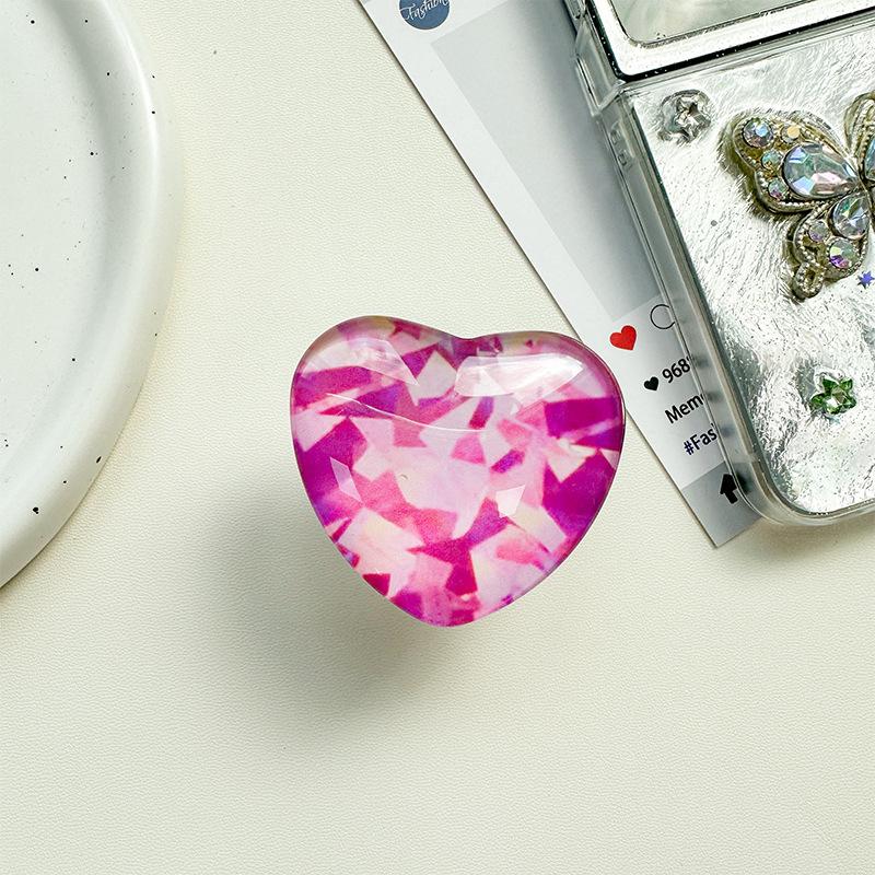 Glass Love Mobile Phone Airbag Bracket Pasted Magnetic Telescopic Desktop Watching Drama Tracking Support Ring Creative Pattern