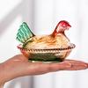 Glas Henne auf Nest Süßigkeitenschale mit Deckel Große Fußschale für Süßigkeiten Kekse Nüsse Desserts Vintage Rustikal Bonbonglas für Zuhause Küche Büro