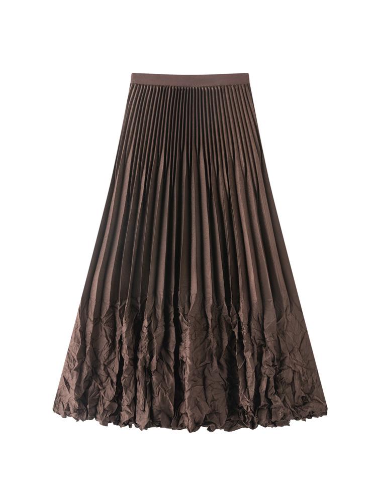 

Женская юбка-миди с двойными складками и широким подолом One Size коричневый