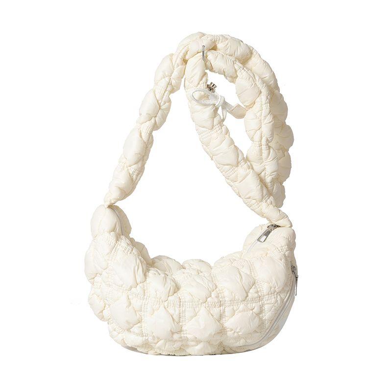 High Looks Korean Lightweight Cloud Bag One Shoulder Crossbody Pleated Versatile Tote Bag Underarm Dumpling Bag Forest Style