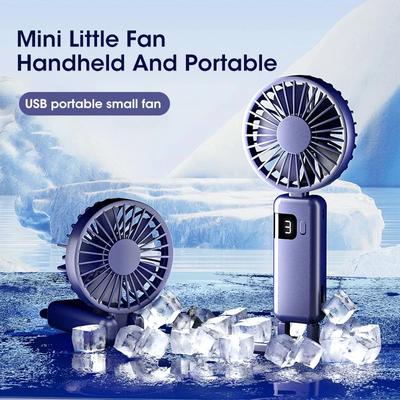2024 Elektrický ventilátor 5 rychlostí Chlazení větrem Ruční ventilátor Přenosný mini USB mini kapesní dobíjecí ruční ventilátor s hákem
