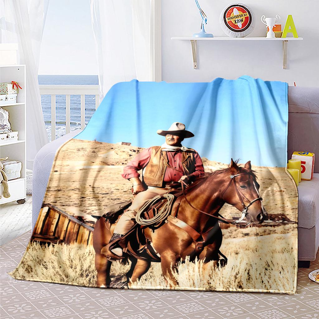 1 pezzo John Wayne Western Cowboy Coperta per cavallo, tutte le stagioni leggera Coperta poster per casa ufficio sonnellino all'aperto multifun Coperta posterionale