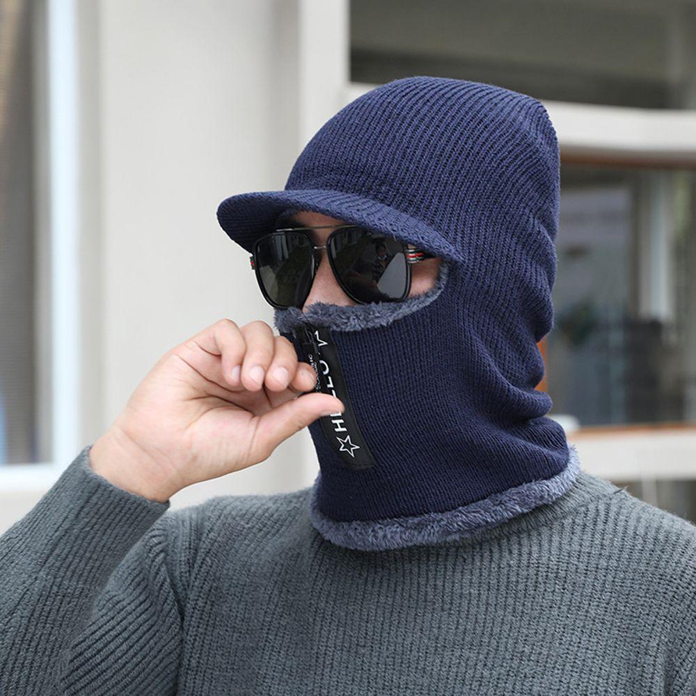 Riding Male Plush Bib Hood Windproof Thicking Hat Collar Plush Hat Beanie Hat Scarf Bib Hat