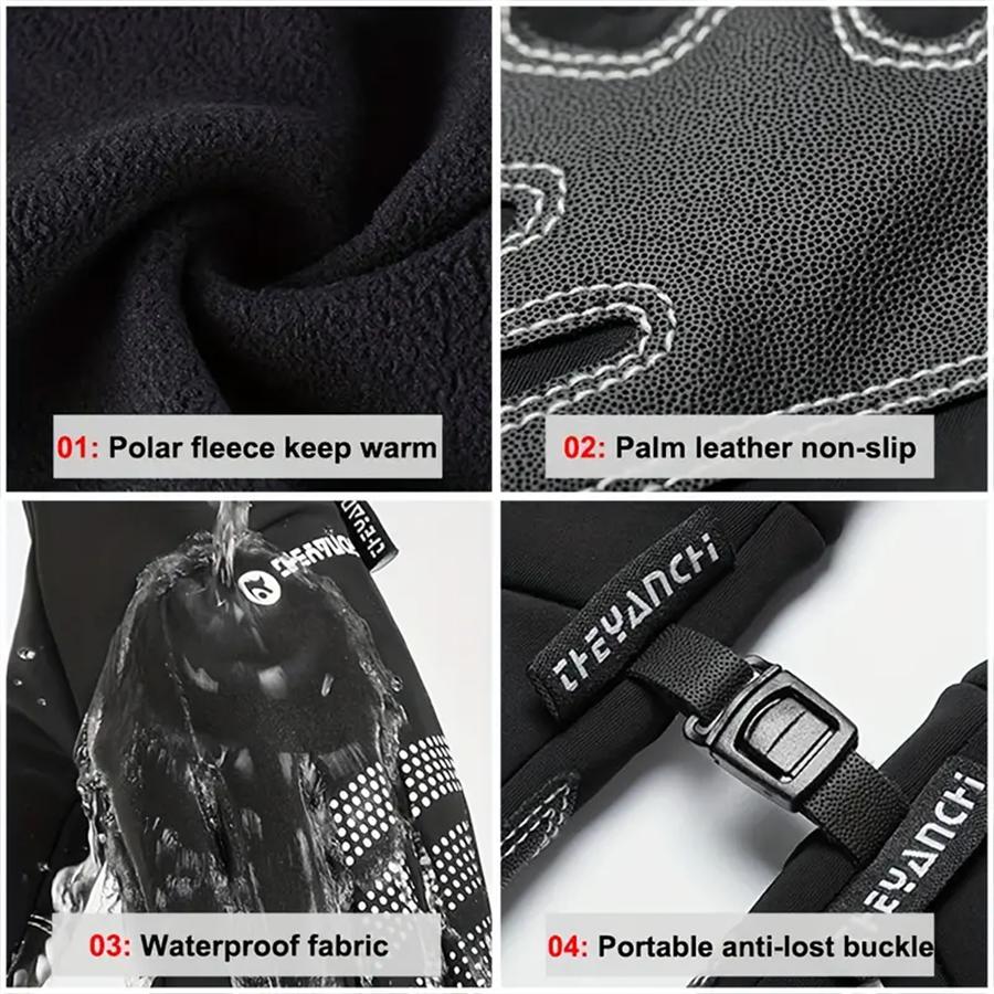 Winter Waterproof Touchscreen Gloves, 3-Finger Exposed Thermal Gloves for Fishing & Cycling