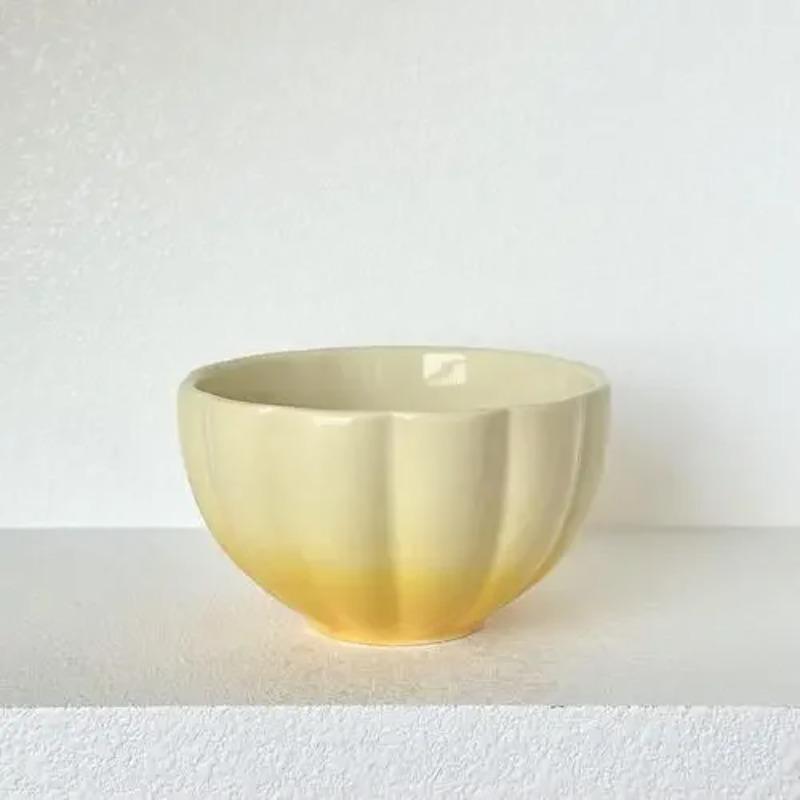 Cute Blush Gradient Korean Tableware Plate Dessert Fruits and Vegetables Plate Yogurt Rice Bowl Underglaze Ceramic Tableware Set